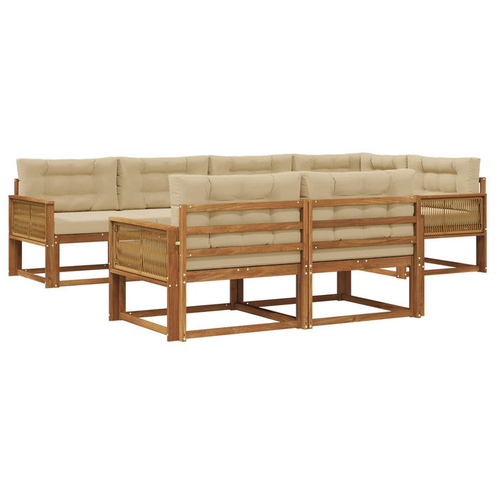 Udendørs sofagruppe med pude 7 pcs Naturlig og Beige