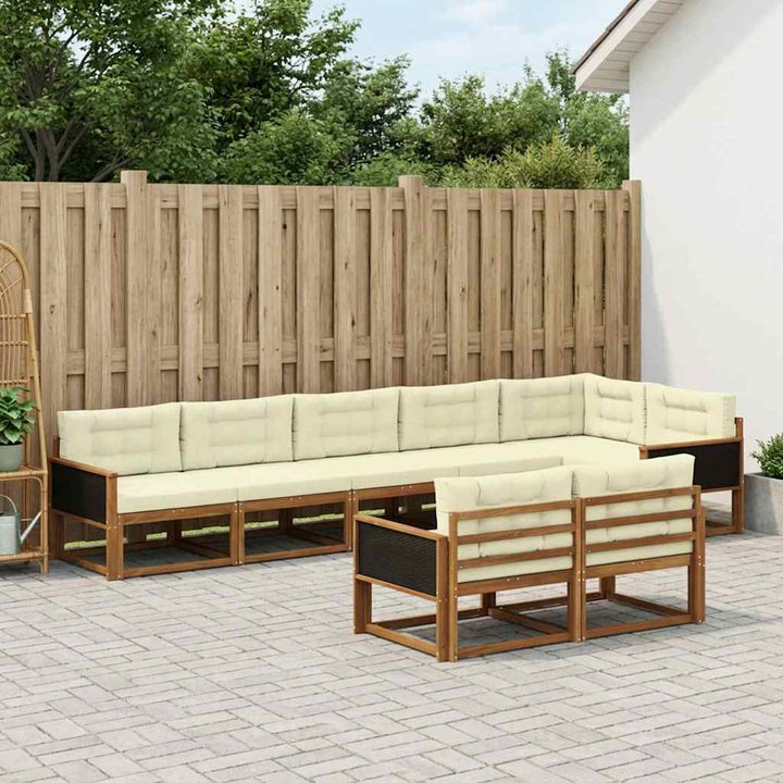 Udendørs sofagruppe 8 pcs Naturlig og Fløde