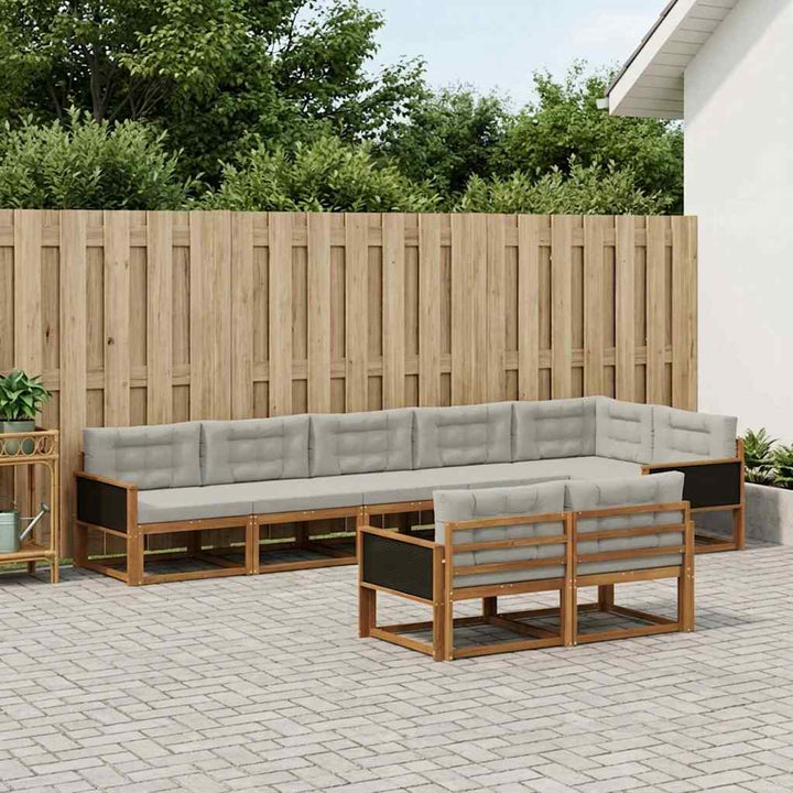 Udendørs sofagruppe 8 pcs Naturlig og Lys grå