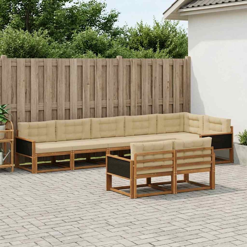 Udendørs sofagruppe 8 pcs Naturlig og Beige