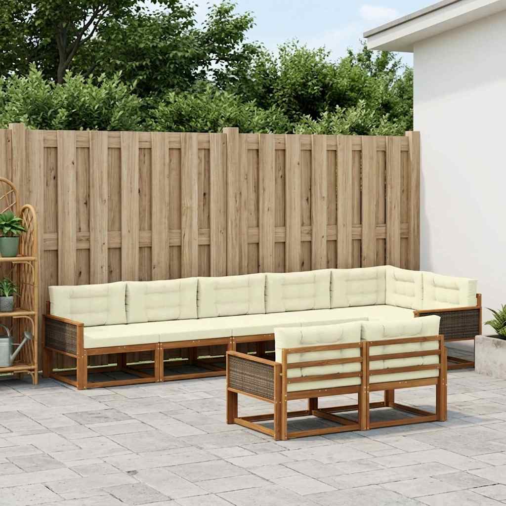 Udendørs sofagruppe 8 pcs Naturlig og Fløde