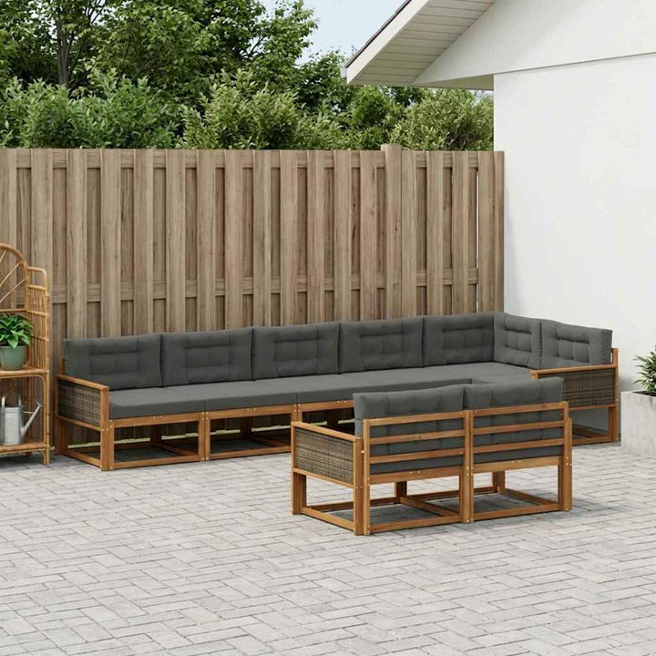 Udendørs sofagruppe 8 pcs Naturlig og Antracit
