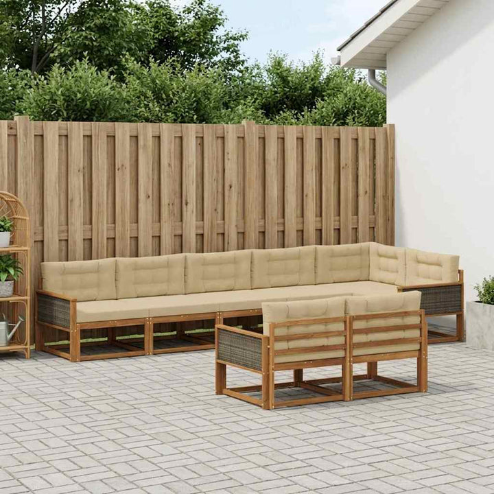 Udendørs sofagruppe 8 pcs Naturlig og Beige