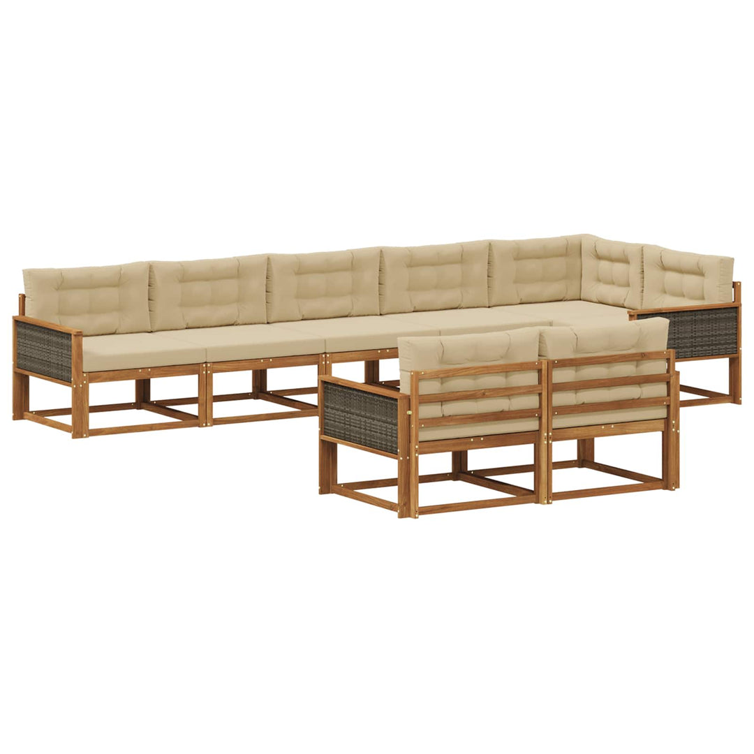 Udendørs sofagruppe 8 pcs Naturlig og Beige