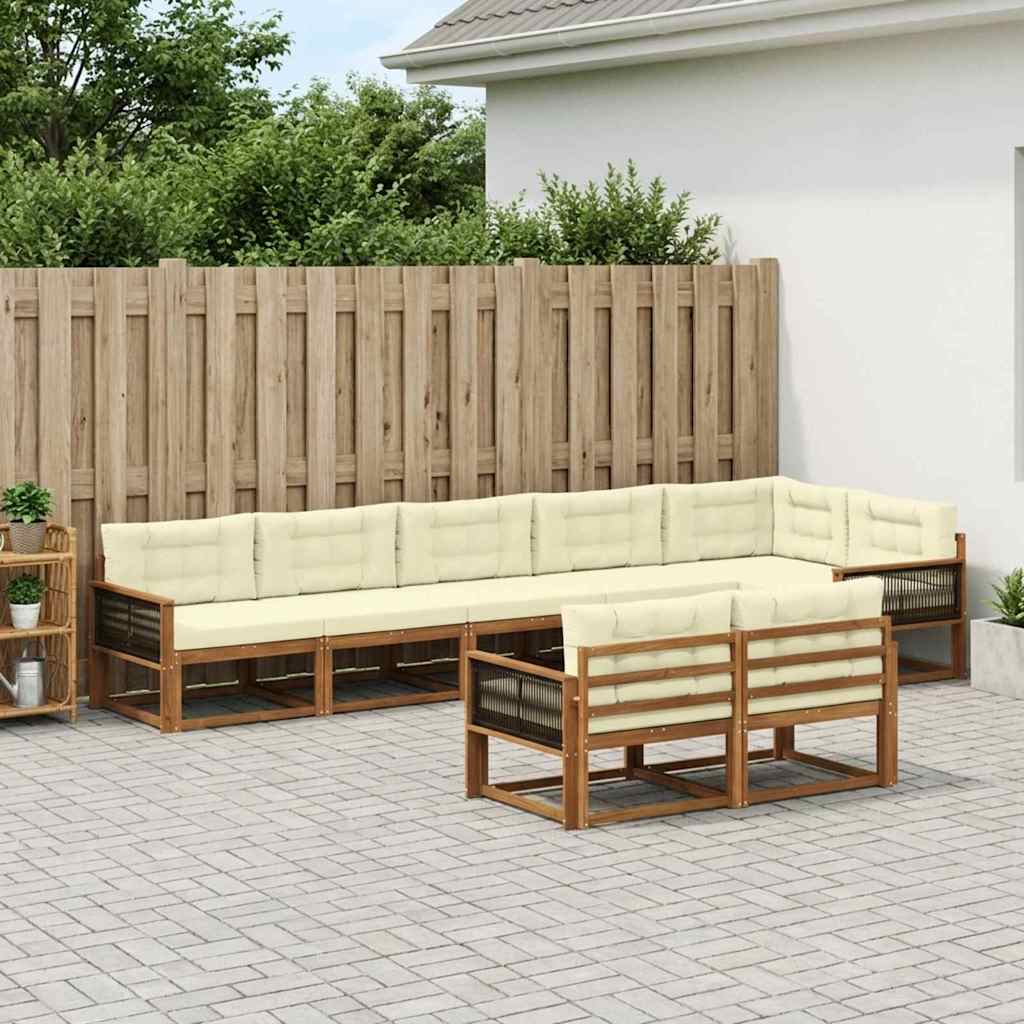 Udendørs sofagruppe 8 pcs Naturlig og Fløde