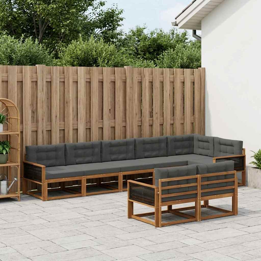 Udendørs sofagruppe 8 pcs Naturlig og Antracit