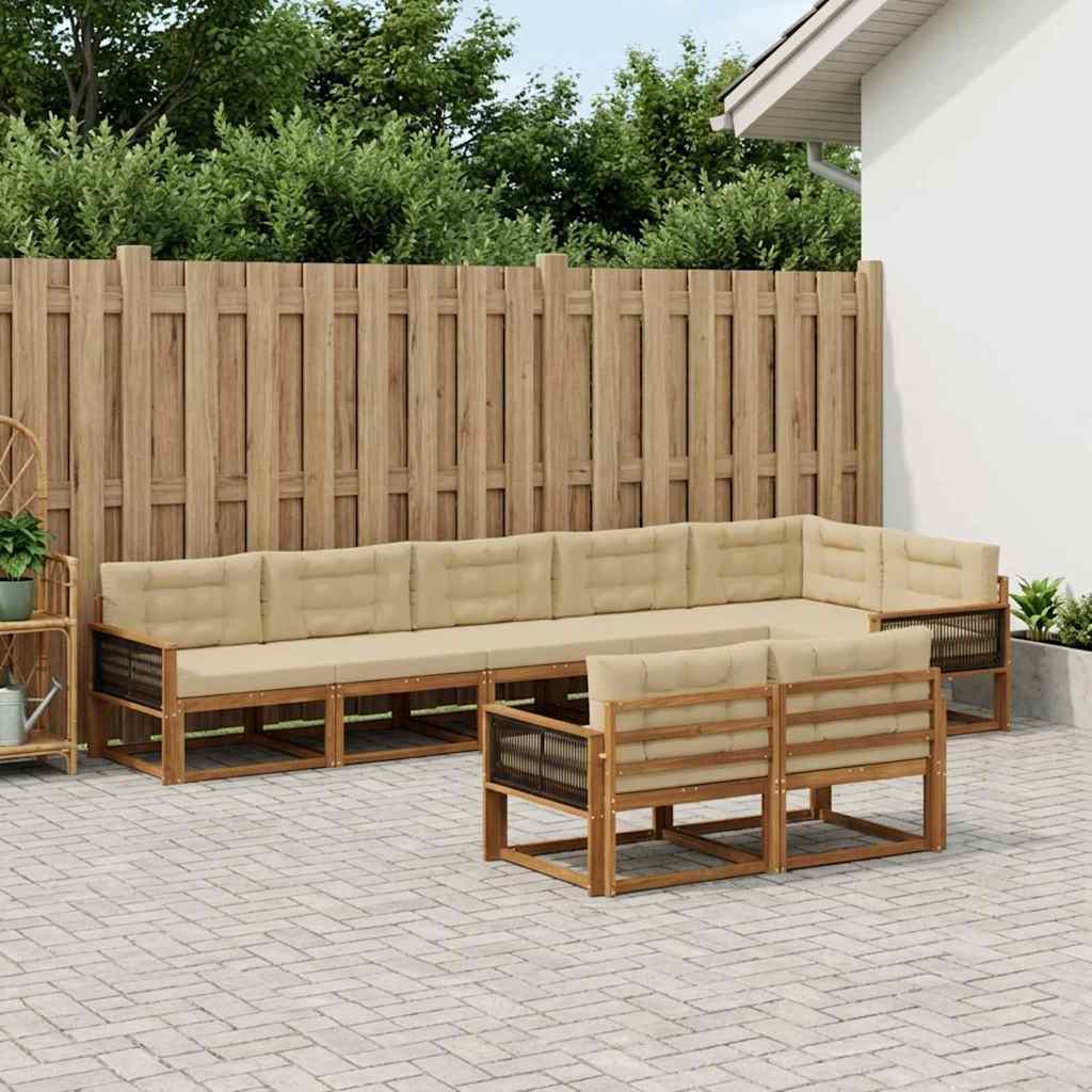 Udendørs sofagruppe 8 pcs Naturlig og Beige