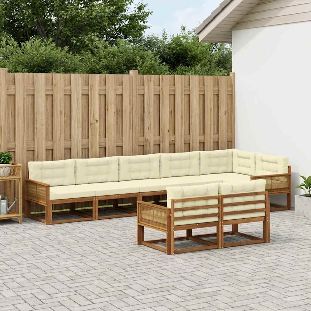 Udendørs sofagruppe 8 pcs Naturlig og Fløde