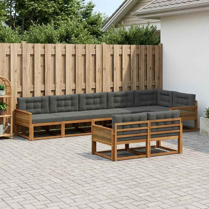 Udendørs sofagruppe 8 pcs Naturlig og Antracit