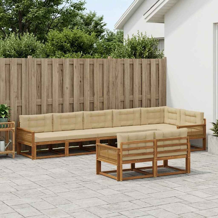 Udendørs sofagruppe 8 pcs Naturlig og Beige