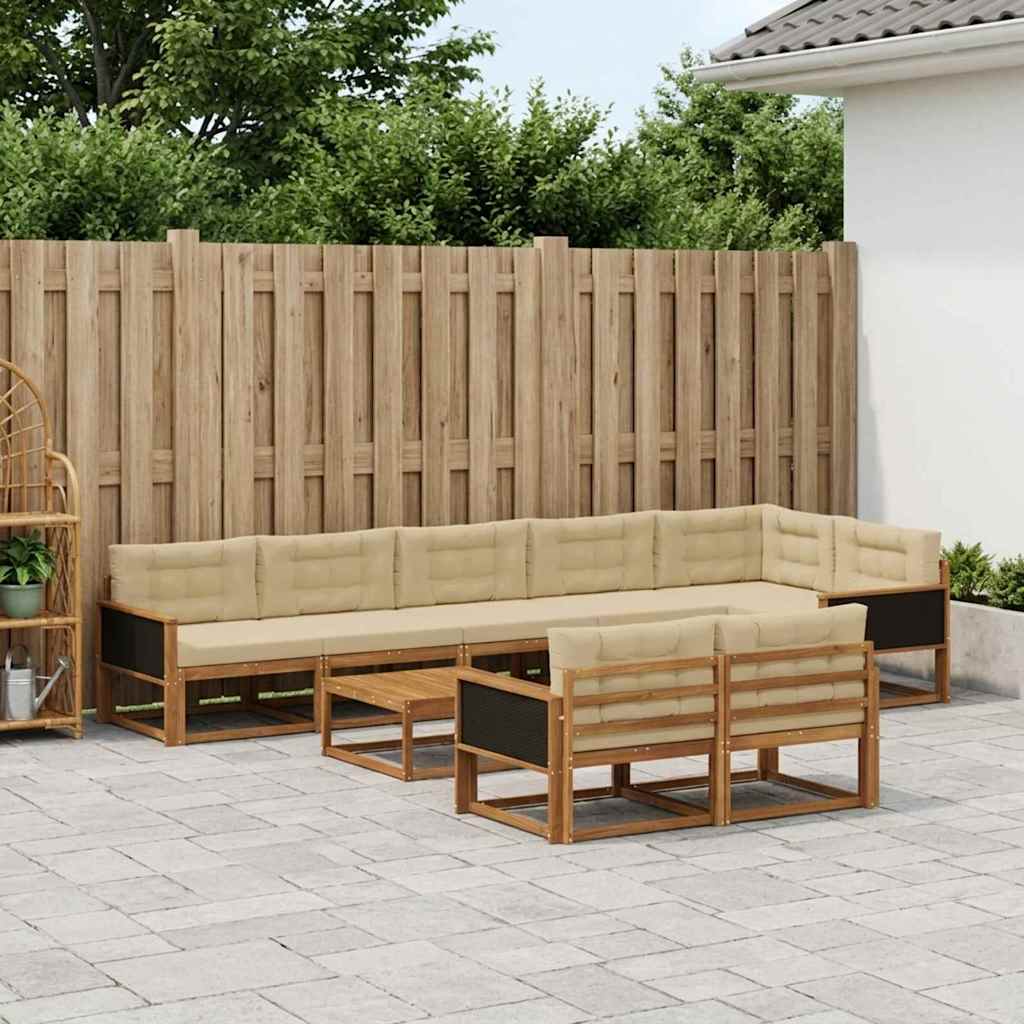 Udendørs sofagruppe 9 pcs Naturlig og Beige