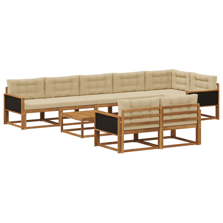 Udendørs sofagruppe 9 pcs Naturlig og Beige