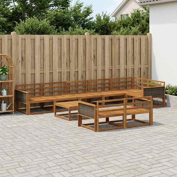 Udendørs sofagruppe 9 pcs Naturfarvet Massivt Akacietræ