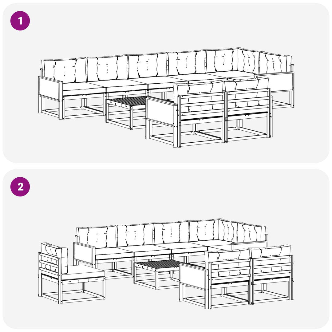 Udendørs sofagruppe med pude 9 pcs Naturlig og Fløde