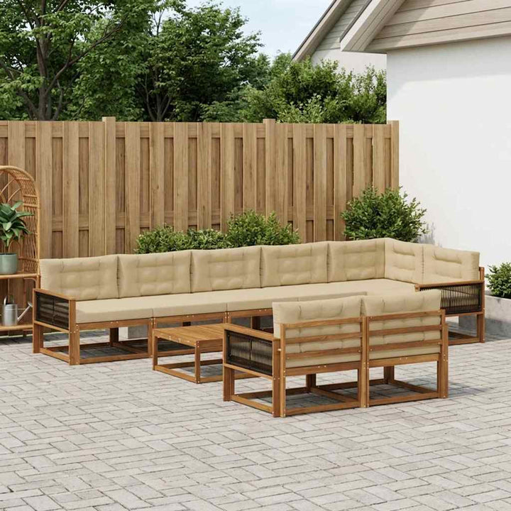 Udendørs sofagruppe med pude 9 pcs Naturlig og Beige