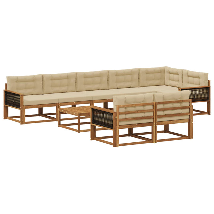 Udendørs sofagruppe med pude 9 pcs Naturlig og Beige