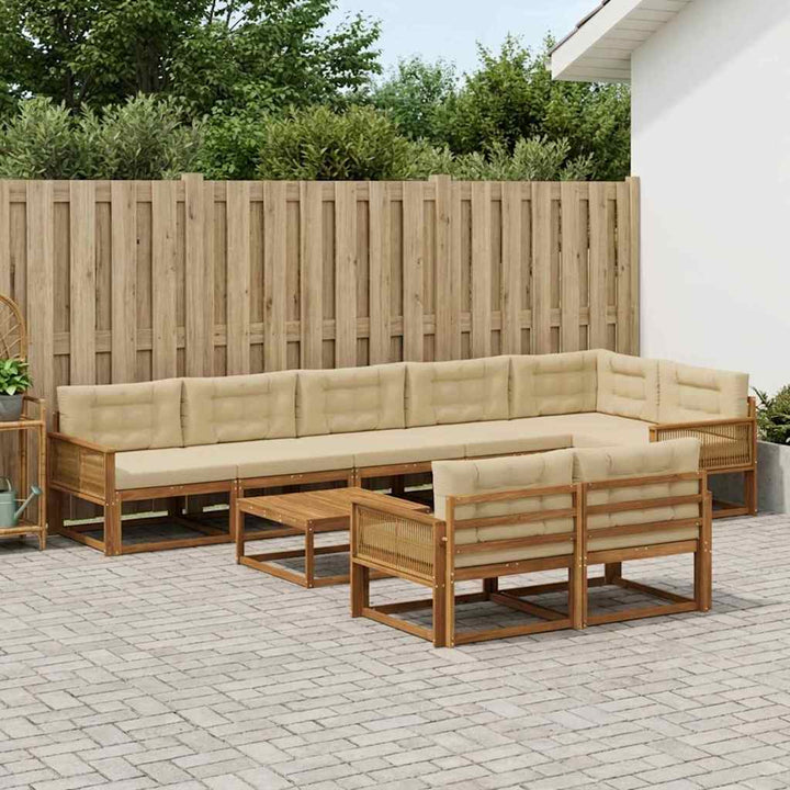 Udendørs sofagruppe med pude 9 pcs Naturlig og Beige