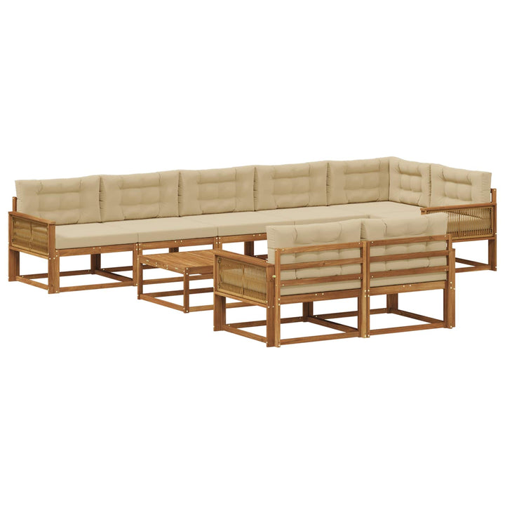 Udendørs sofagruppe med pude 9 pcs Naturlig og Beige
