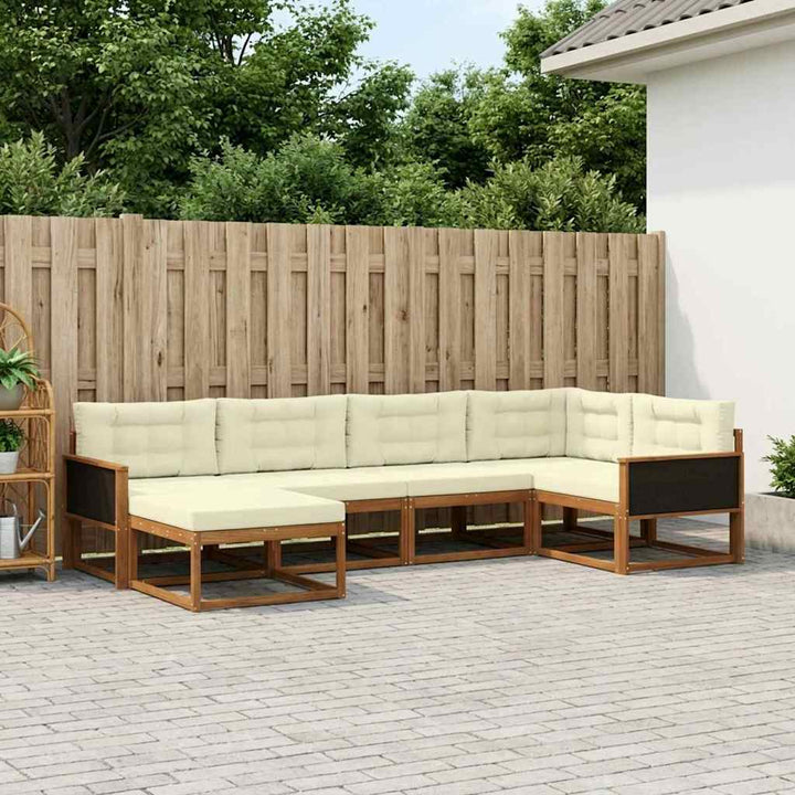 Udendørs sofagruppe 6 pcs Naturlig og Fløde