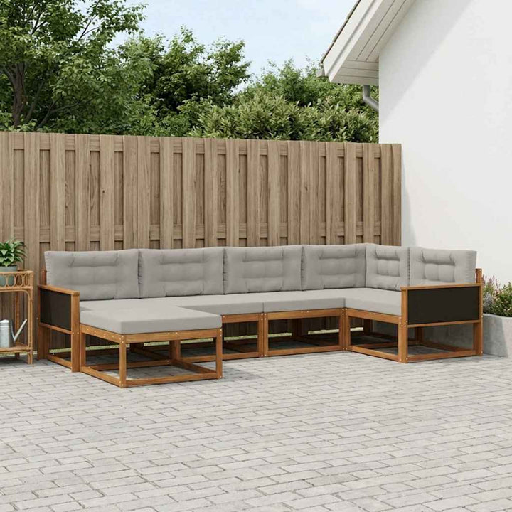 Udendørs sofagruppe med pude 6 pcs Naturlig og Lys grå