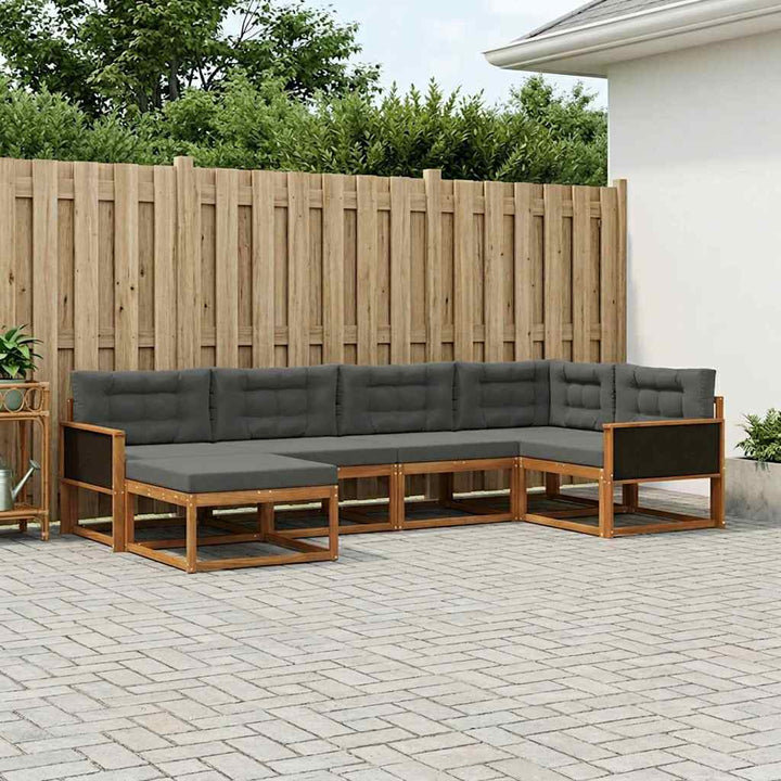 Udendørs sofagruppe med pude 6 pcs Naturlig og Antracit
