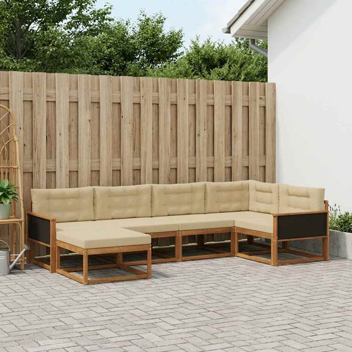 Udendørs sofagruppe med pude 6 pcs Naturlig og Beige