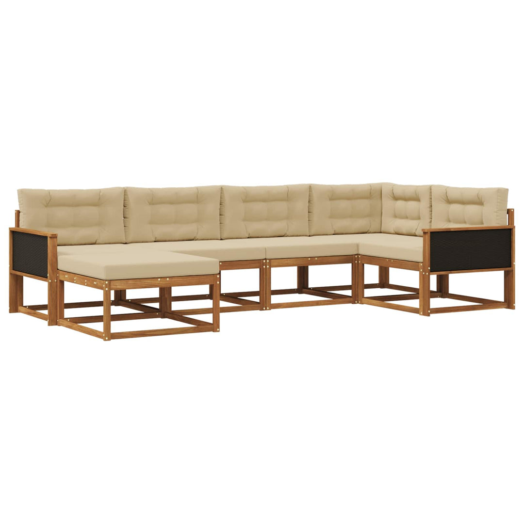Udendørs sofagruppe med pude 6 pcs Naturlig og Beige