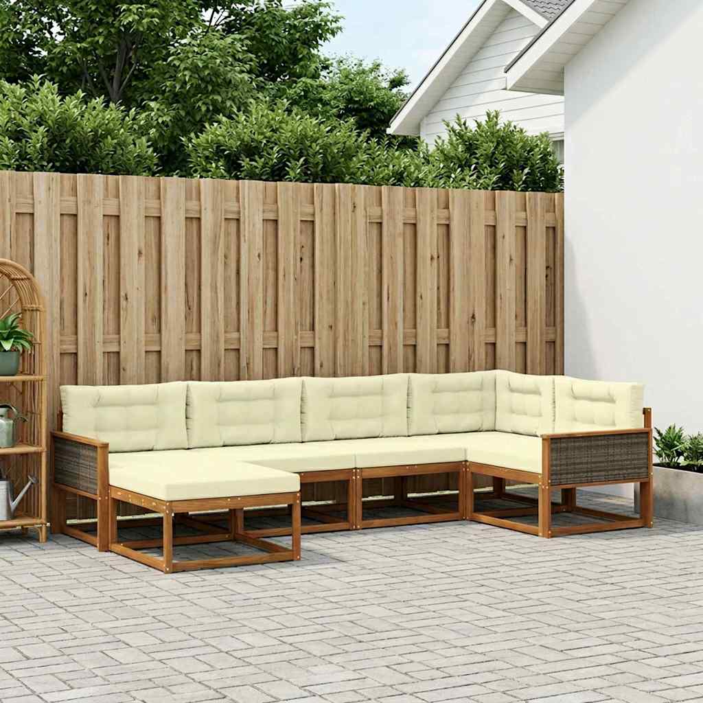 Udendørs sofagruppe 6 pcs Naturlig og Fløde