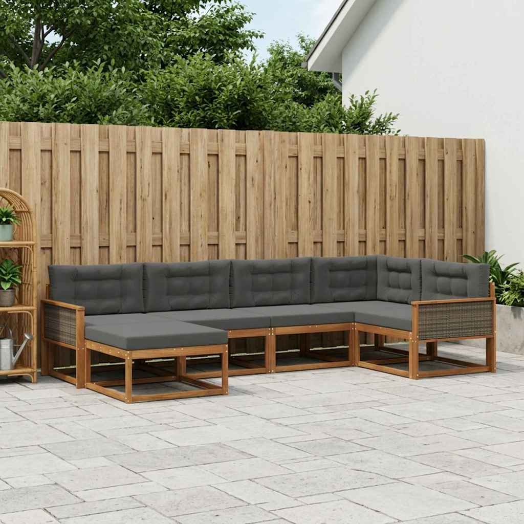 Udendørs sofagruppe med pude 6 pcs Naturlig og Antracit