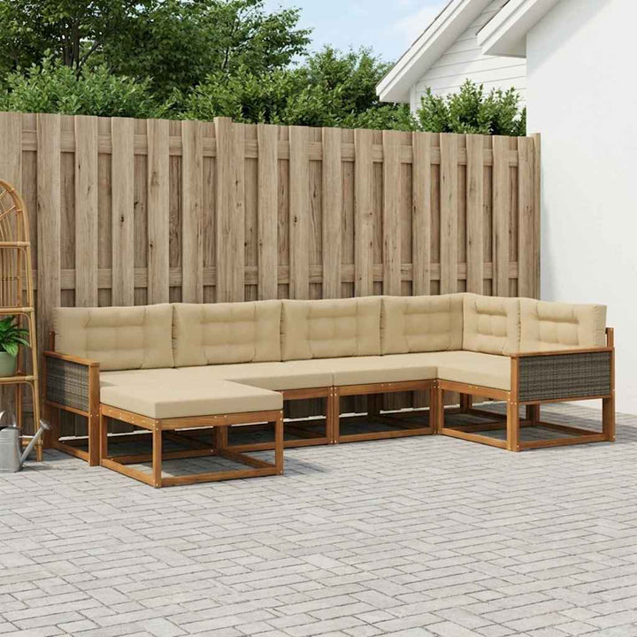 Udendørs sofagruppe 6 pcs Naturlig og Beige