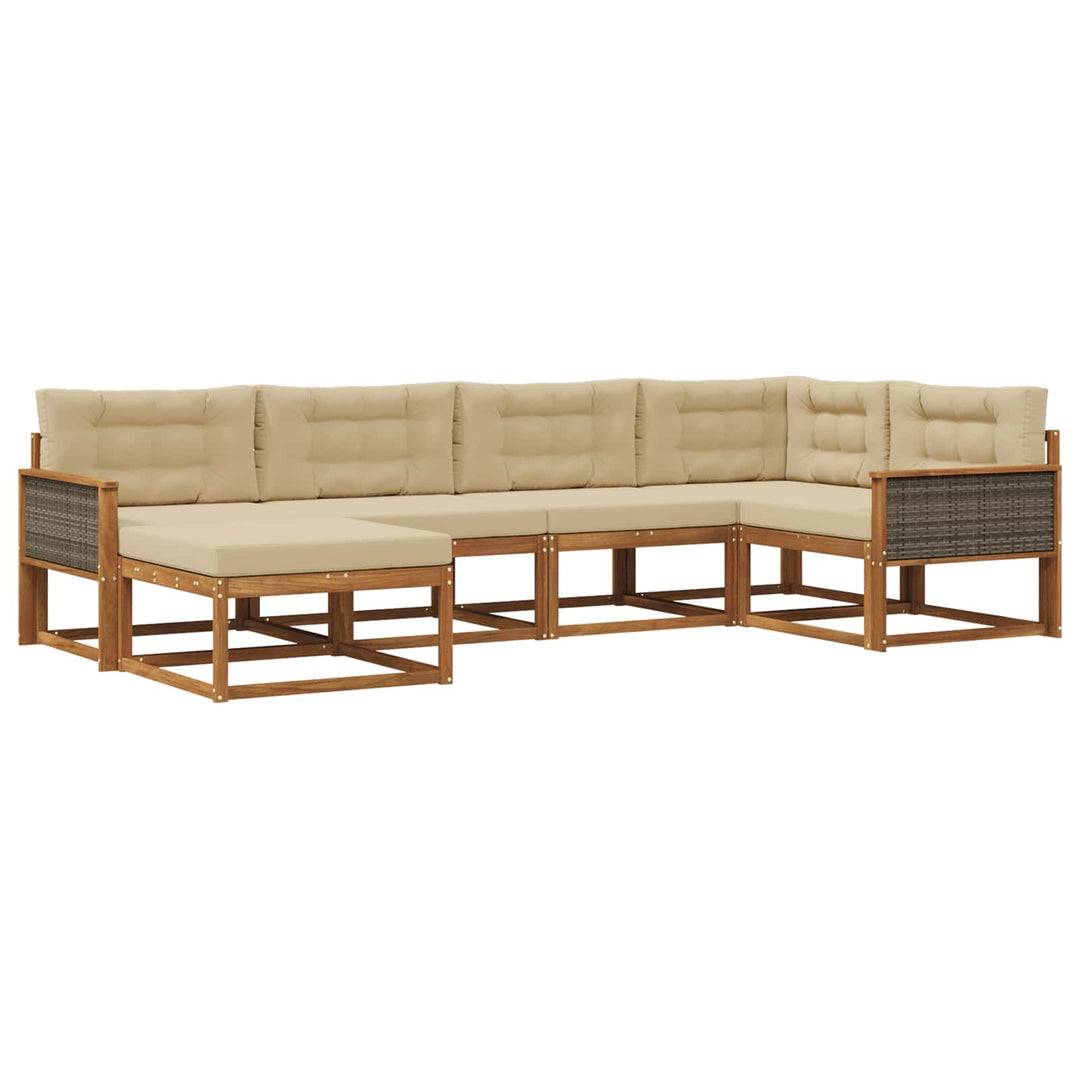 Udendørs sofagruppe 6 pcs Naturlig og Beige