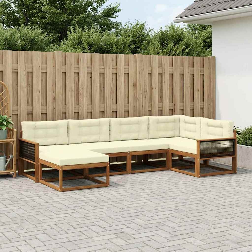 Udendørs sofagruppe 6 pcs Naturlig og Fløde