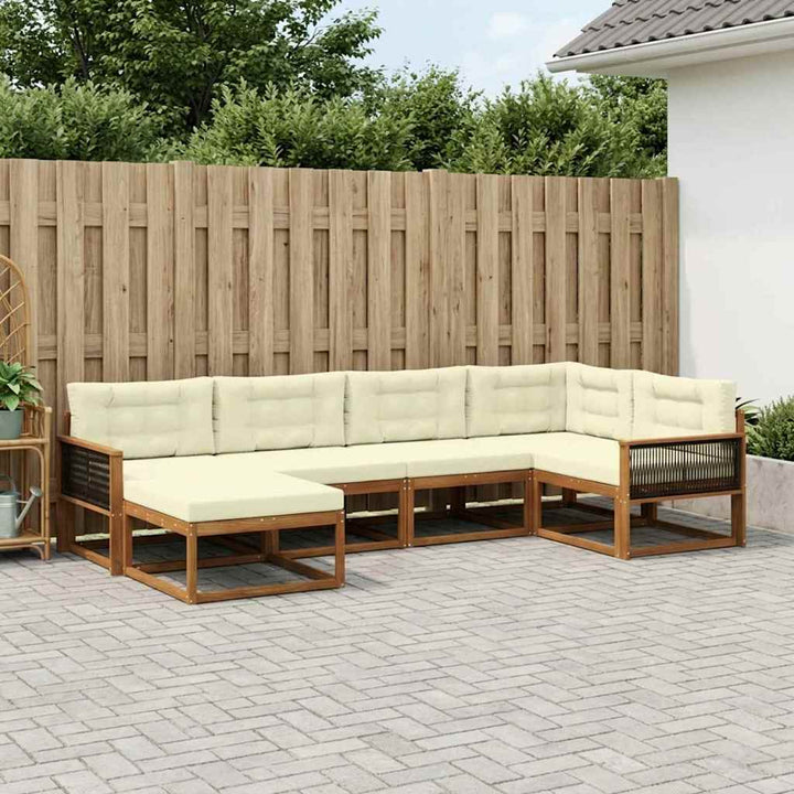 Udendørs sofagruppe 6 pcs Naturlig og Fløde