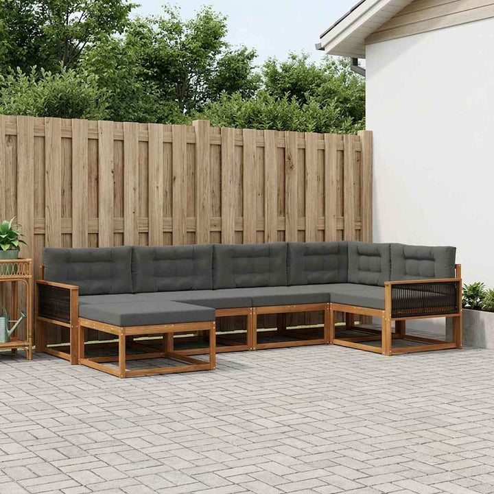 Udendørs sofagruppe med pude 6 pcs Naturlig og Antracit