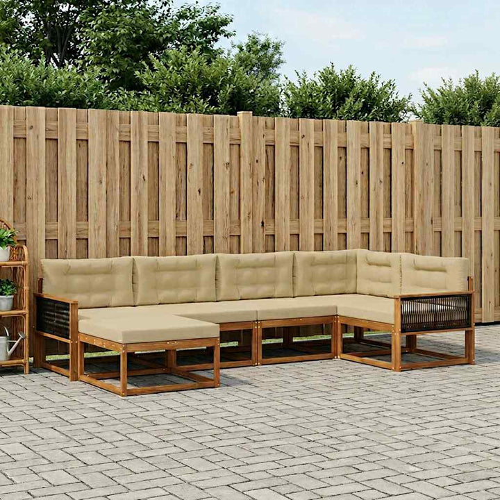 Udendørs sofagruppe med pude 6 pcs Naturlig og Beige