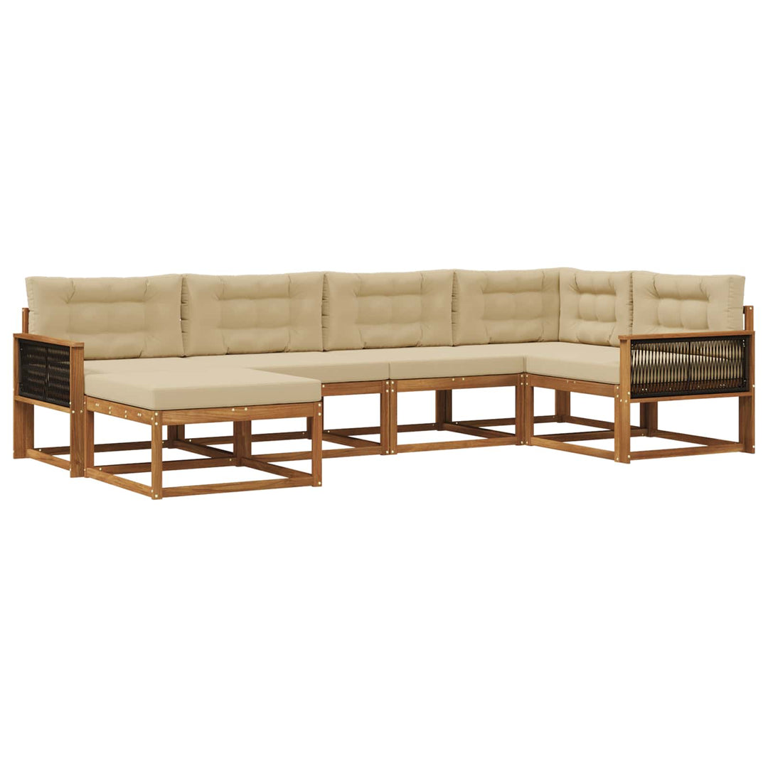 Udendørs sofagruppe med pude 6 pcs Naturlig og Beige