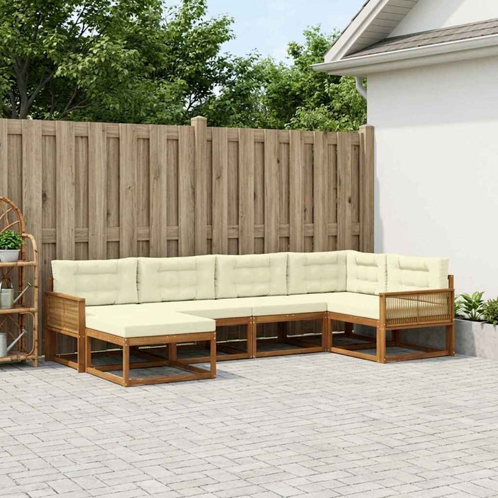 Udendørs sofagruppe med pude 6 pcs Naturlig og Fløde