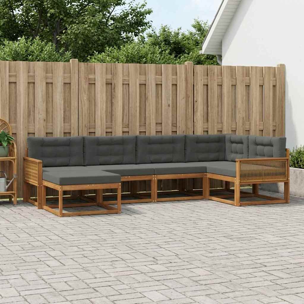 Udendørs sofagruppe med pude 6 pcs Naturlig og Antracit