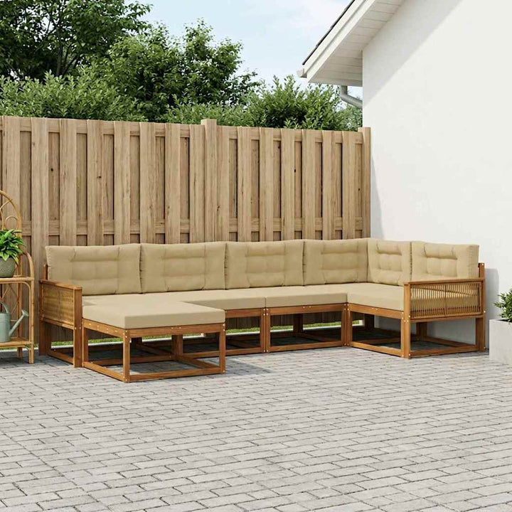 Udendørs sofagruppe 6 pcs Naturlig og Beige
