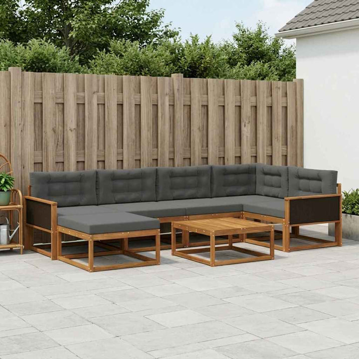 Udendørs sofagruppe med pude 7 pcs Naturlig og Antracit