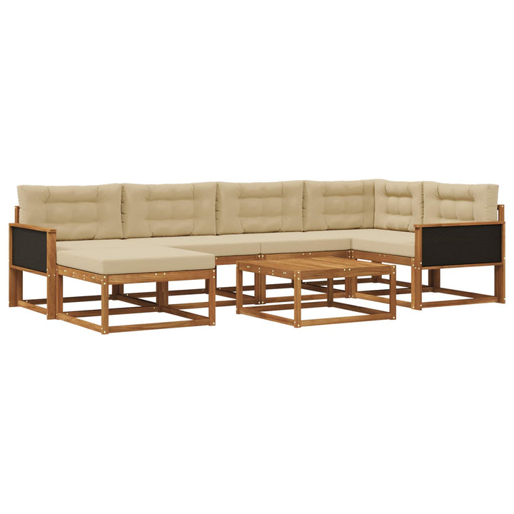 Udendørs sofagruppe med pude 7 pcs Naturlig og Beige