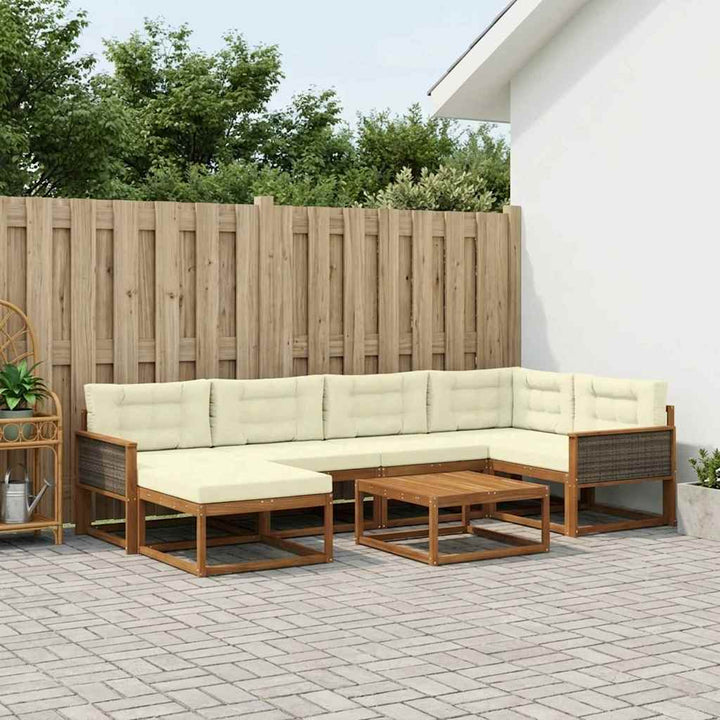 Udendørs sofagruppe med pude 7 pcs Naturlig og Fløde