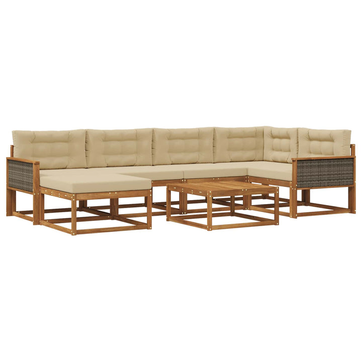 Udendørs sofagruppe med pude 7 pcs Naturlig og Beige