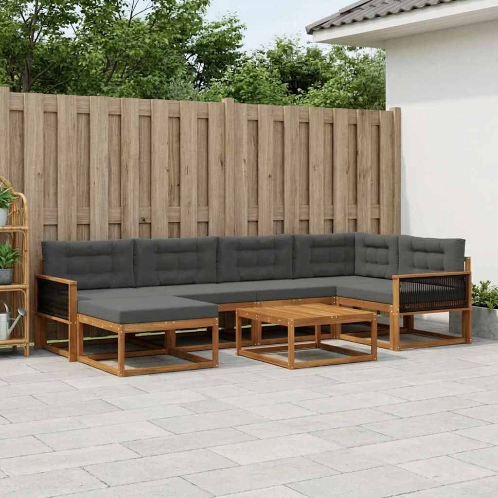 Udendørs sofagruppe med pude 7 pcs Naturlig og Antracit