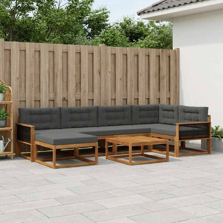 Udendørs sofagruppe med pude 7 pcs Naturlig og Antracit
