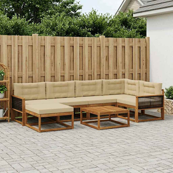 Udendørs sofagruppe med pude 7 pcs Naturlig og Beige