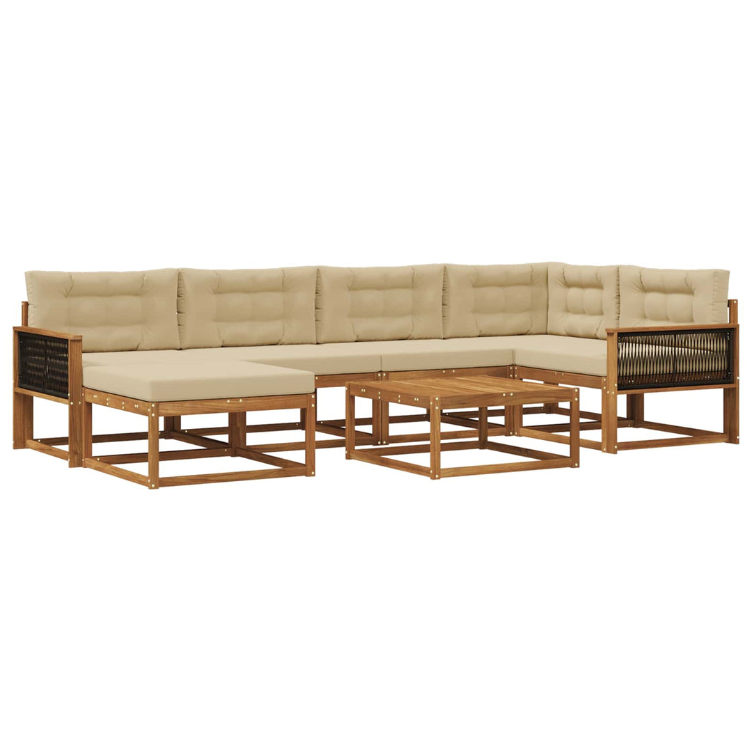 Udendørs sofagruppe med pude 7 pcs Naturlig og Beige