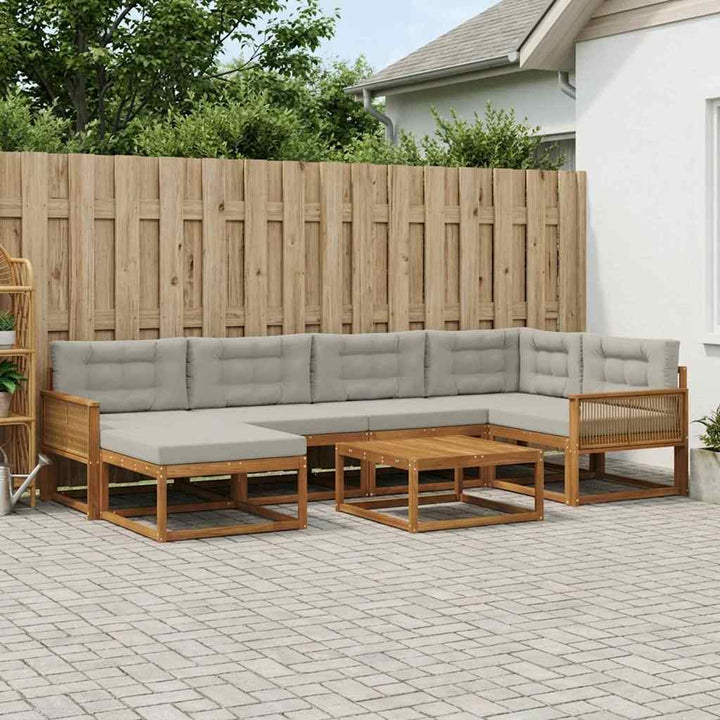 Udendørs sofagruppe med pude 7 pcs Naturfarvet og lysegrå