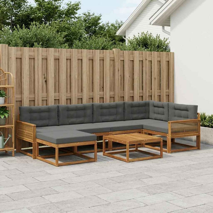 Udendørs sofagruppe med pude 7 pcs Naturlig og Antracit
