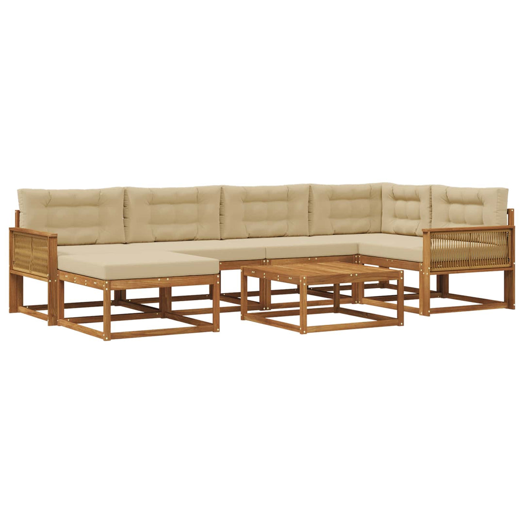 Udendørs sofagruppe med pude 7 pcs Naturlig og Beige